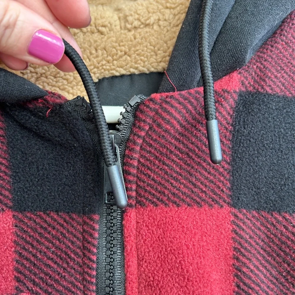 Aeropostale Sherpa lined hooded plaid jacket - Picture 11 of 12